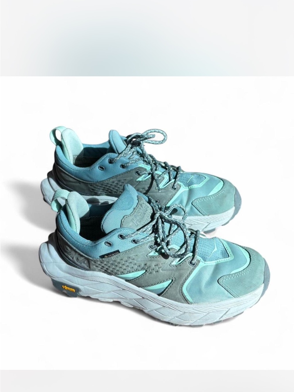 Hoka Women's Teal and Aqua Trail Running Sneakers
